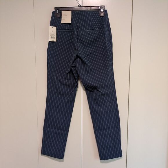 NWT A New Day Womens 2 Navy Stripe Side Zip Skinny Ankle Pants High Rise Stretch - Picture 4 of 7